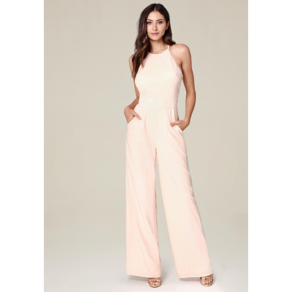 BEBE LACE UP BACK WIDE LEG JUMPSUIT 🆕 - Picture 2 of 6
